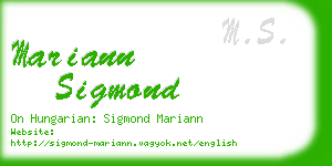 mariann sigmond business card
